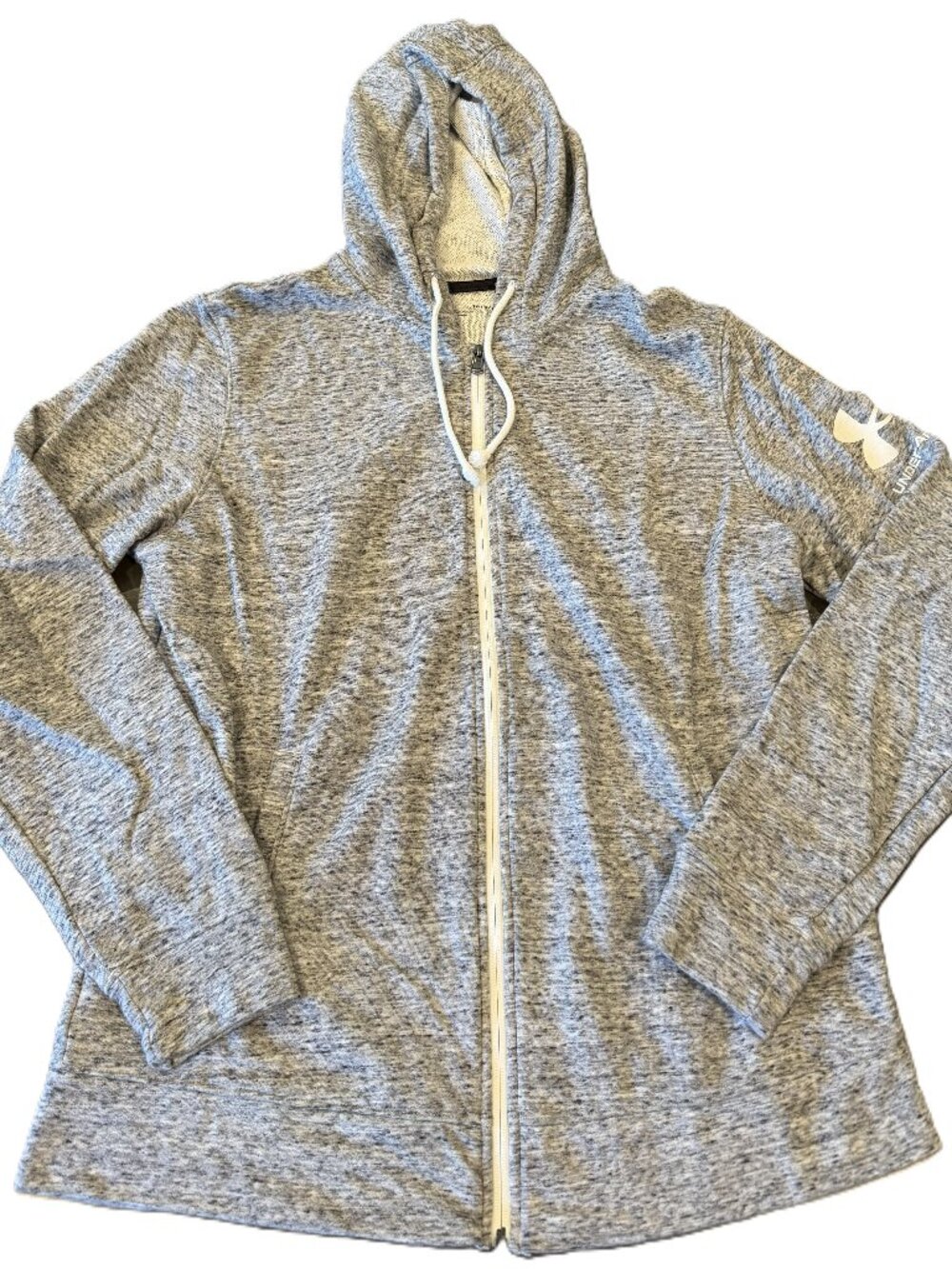 Under Armour Rival Terry Men's Full Zip Hoodie Black White Jacket Large